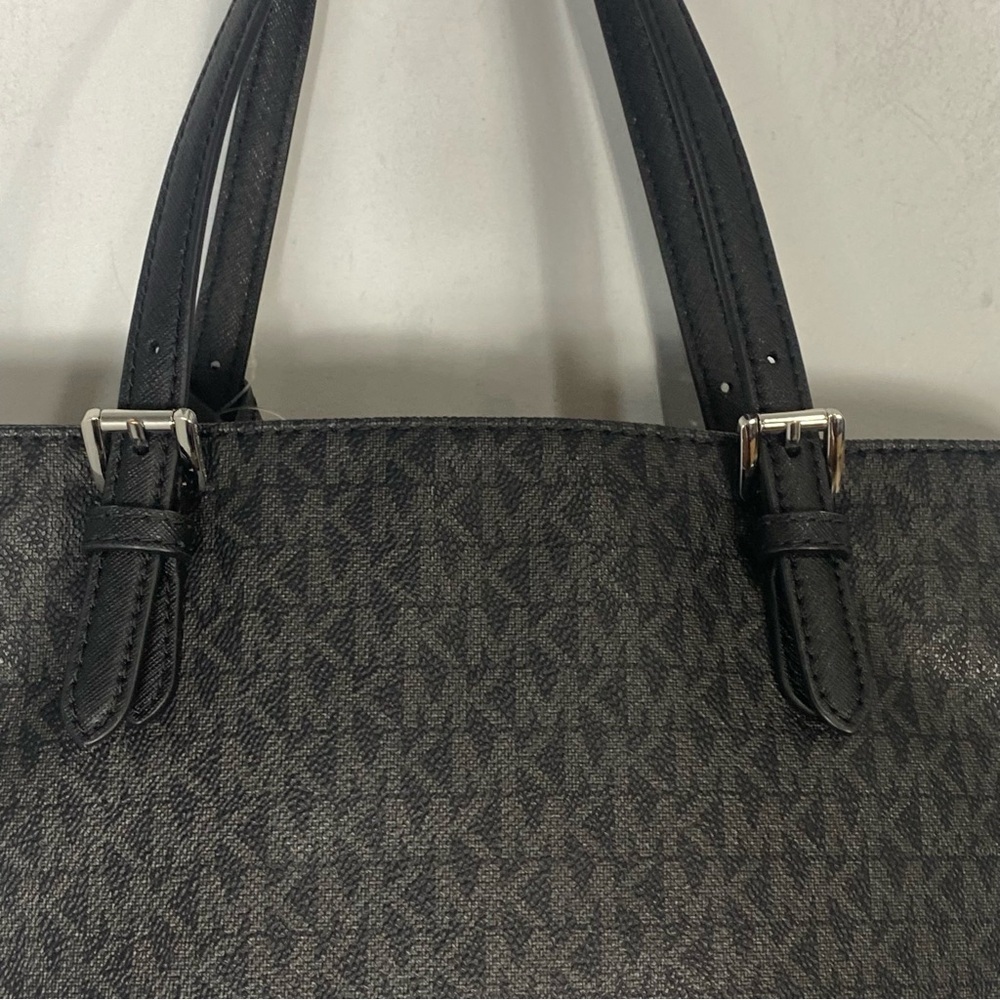 MICHAEL KORS Jet Set Medium Logo Pocket Tote Bag Black - Picture 8 of 16